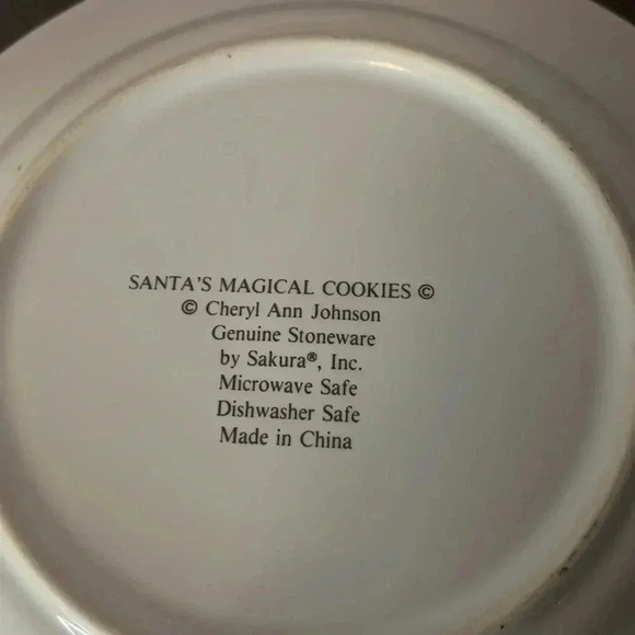 Vtg Santas Magical Cookies Plate Mug Set Stoneware Sakura by Cheryl Ann Johnson - Picture 5 of 6